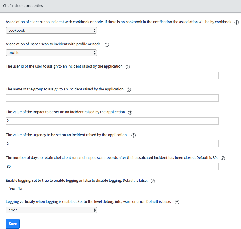 ServiceNow Config Page